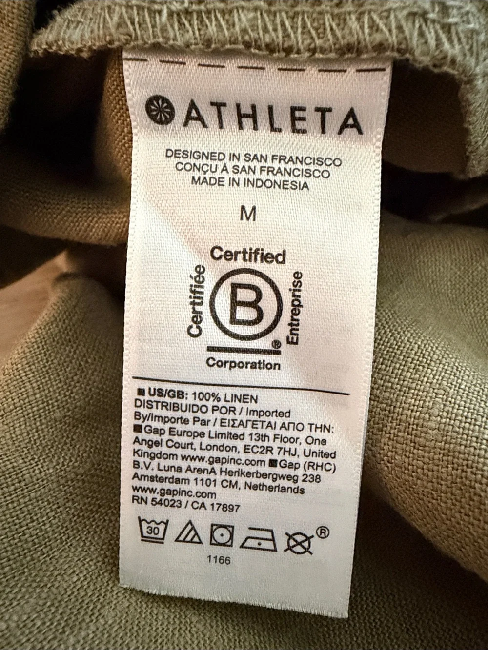 Athleta Olive Green Wide Leg Linen Pants M